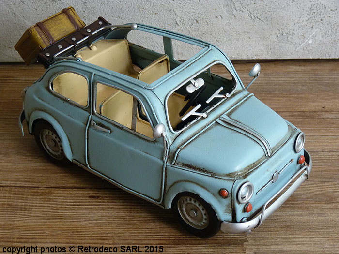 Fiat 500 Bleue échelle 1/12 – KK Scale – 25cm – Neuve Sous Boîte