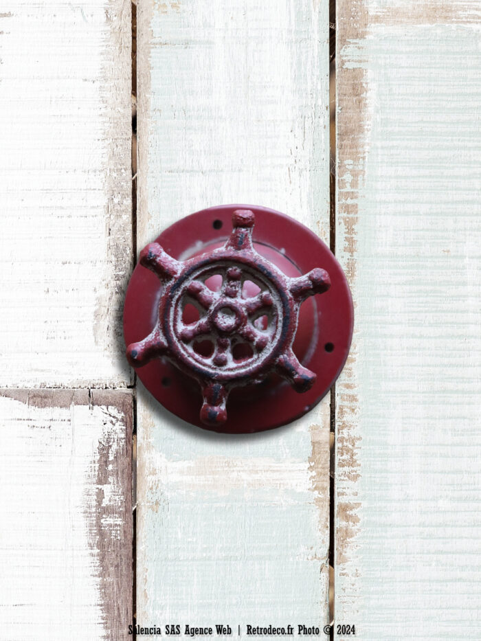Patère gouvernail rouge déco bord de mer Antic Line