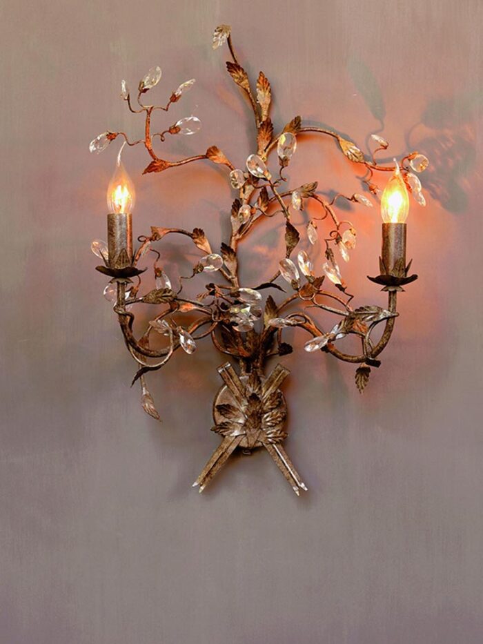 Applique Rambouillet métal et verre déco brocante Chehoma – Image 1
