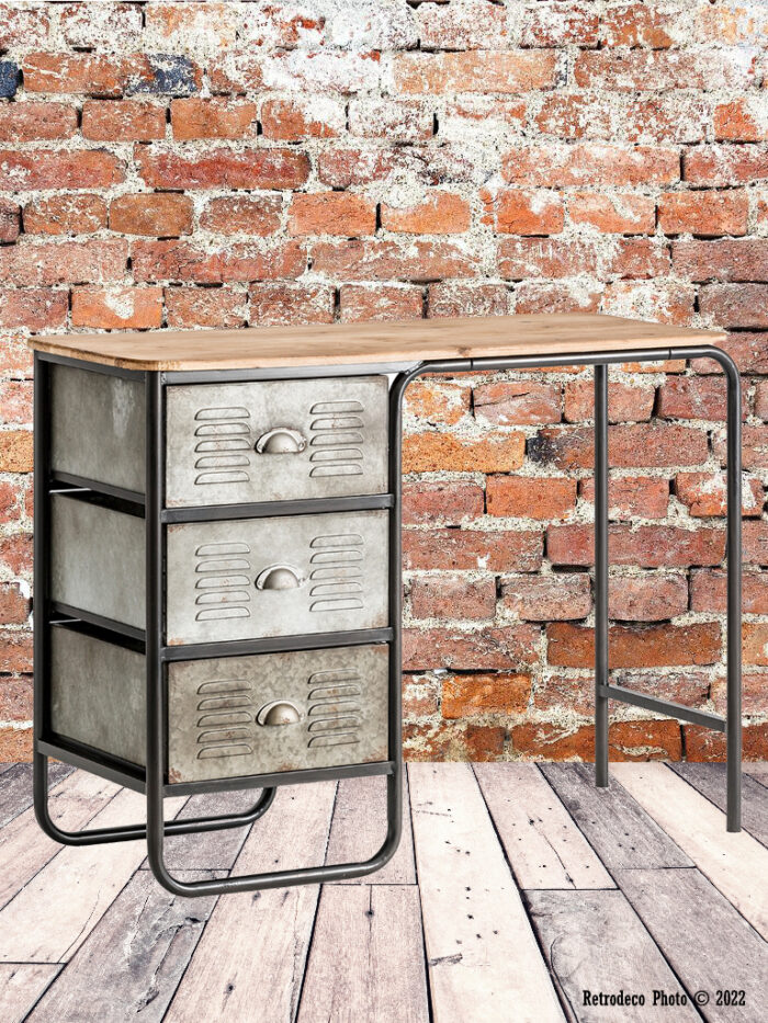 Bureau métal Ostrava 3 tiroirs déco atelier Last Déco – Image 1