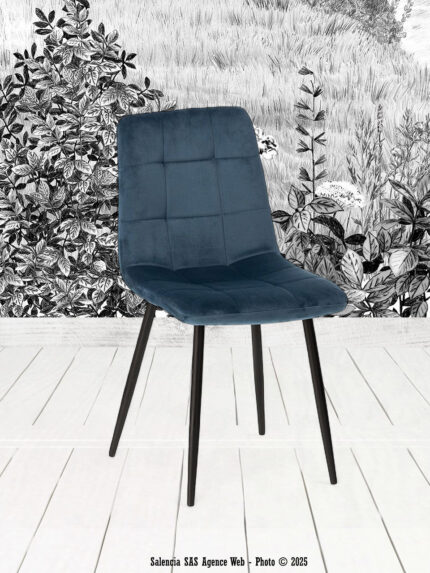 Chaise Manta velours Bleu nuit Athezza