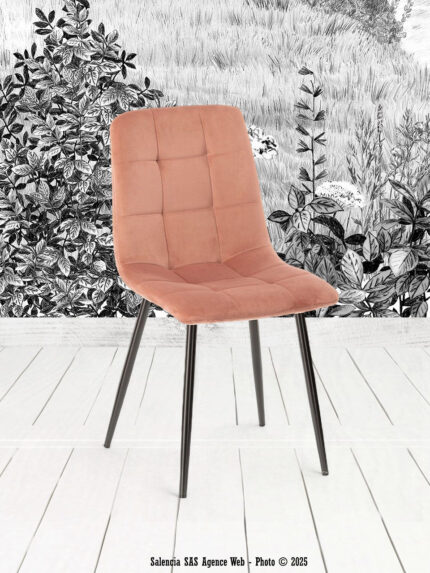 Chaise Manta Velours Rose poudré Athezza