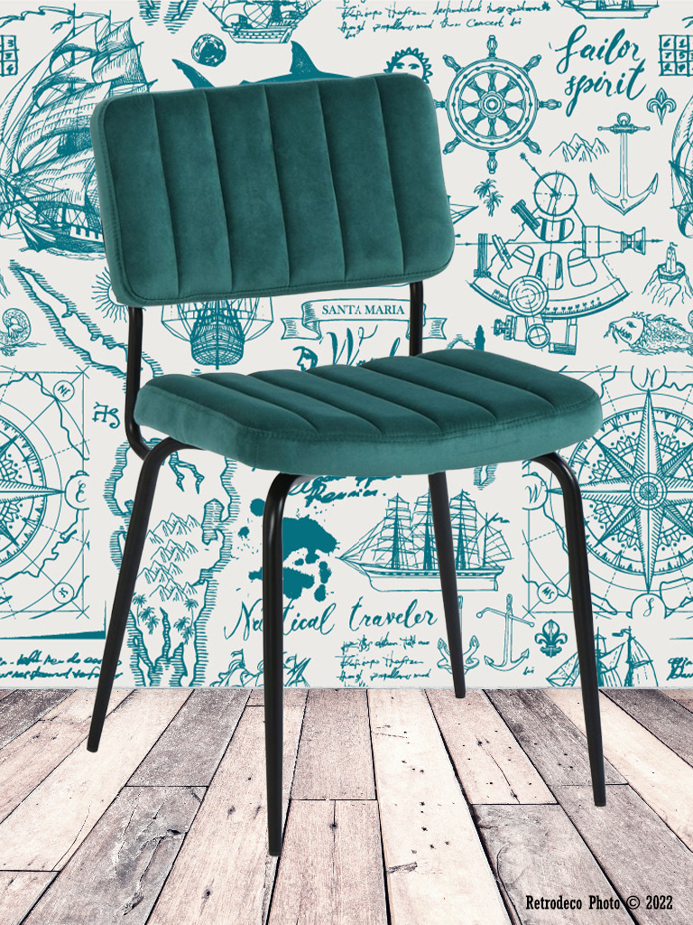 chaise-paddy-canard-athezza-1006896.jpg Chaise Paddy velours Canard Athezza Déco vintage – Image 1