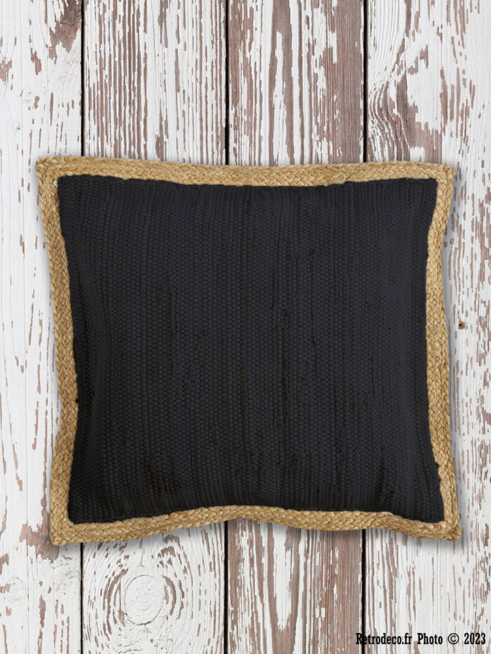 Coussin Branco noir 45x45cm déco naturelle Athezza – Image 1