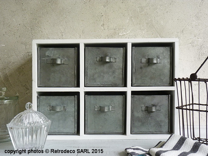 Etagère blanche à poser 6 tiroirs zinc déco cosy Ib Laursen – Image 1