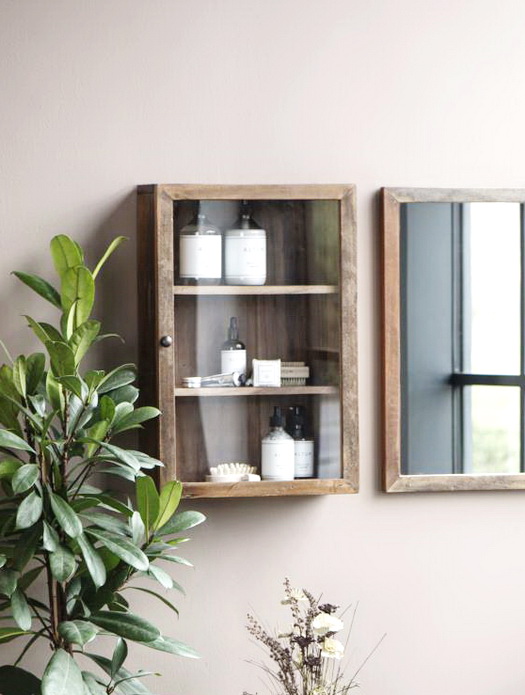 Etagère vitrine murale bois et verre déco campagne Ib Laursen – Image 1