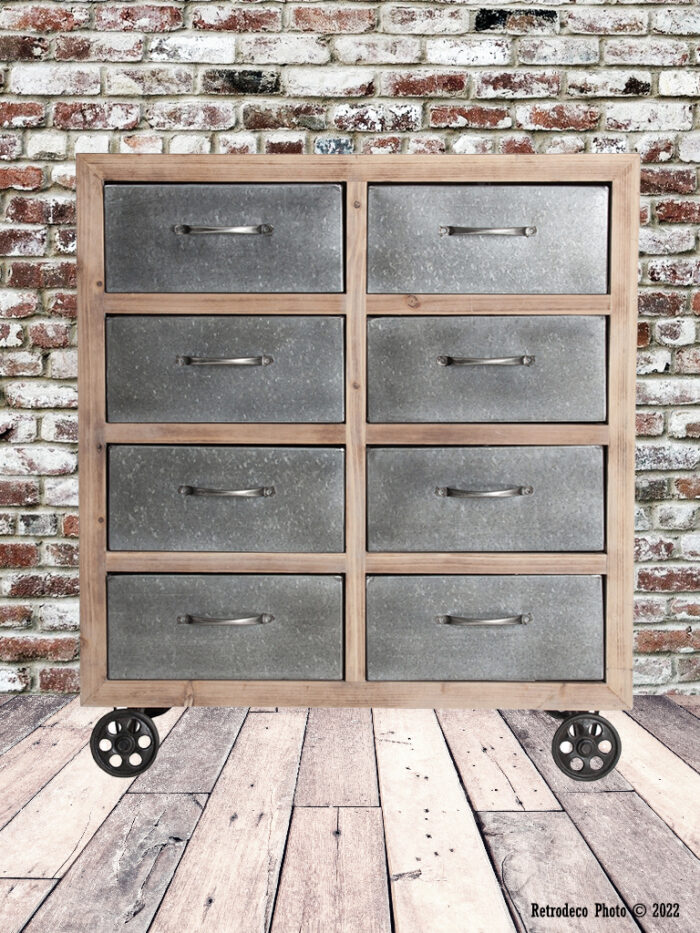 Meuble d'atelier Roulettes bois et métal Lastdeco – Image 1