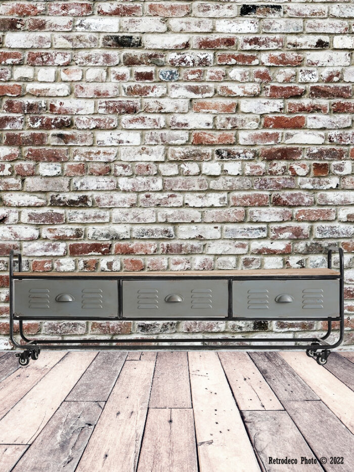 Meuble TV Ostrava metal Lastdeco déco industrielle – Image 1