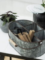 Panier métal compartimenté zinc déco campagne Ib Laursen