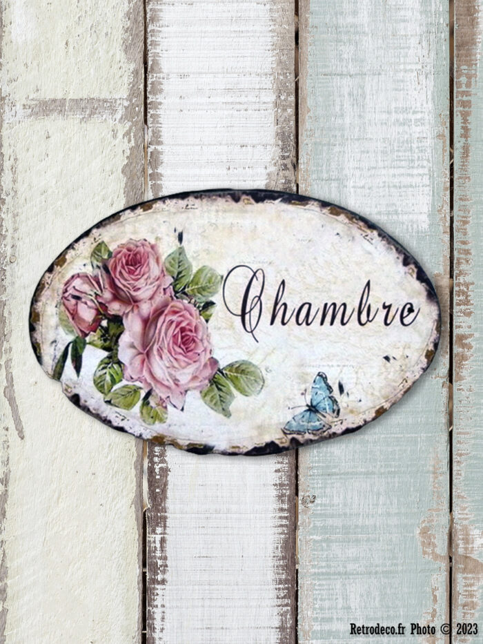 Plaque de porte Chambre décor roses – Image 1