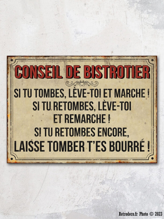 Plaque métal Conseil du Bistrotier – Image 1
