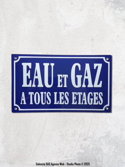 Plaque émaillée Eau et Gaz Email Replica