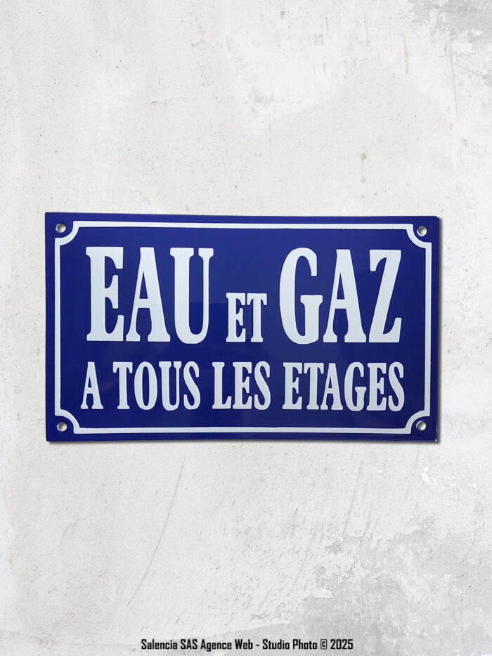 Plaque émaillée Eau et Gaz Email Replica