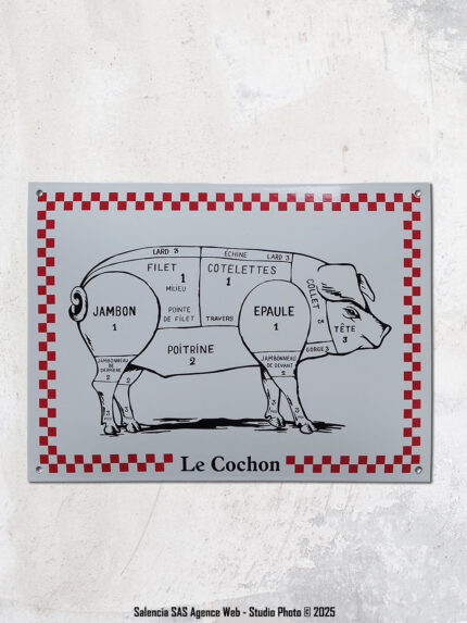 Plaque émaillée boucherie Le Cochon Email Replica