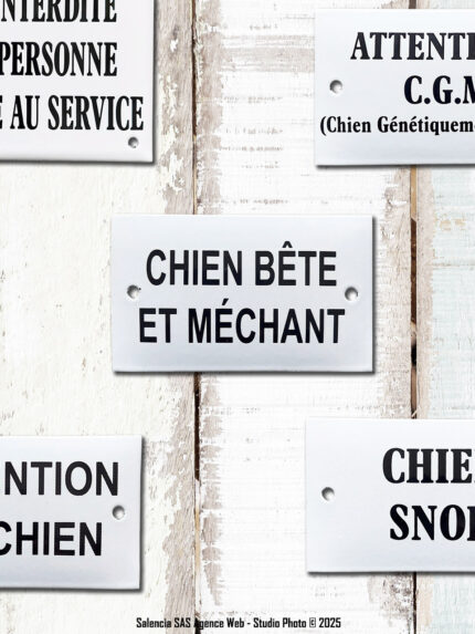 Plaque émaillée Chien bête et méchant Email Replica