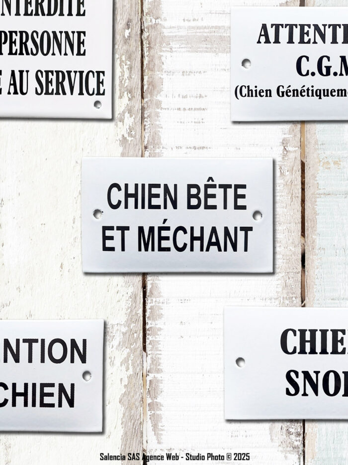 Plaque émaillée Chien bête et méchant Email Replica