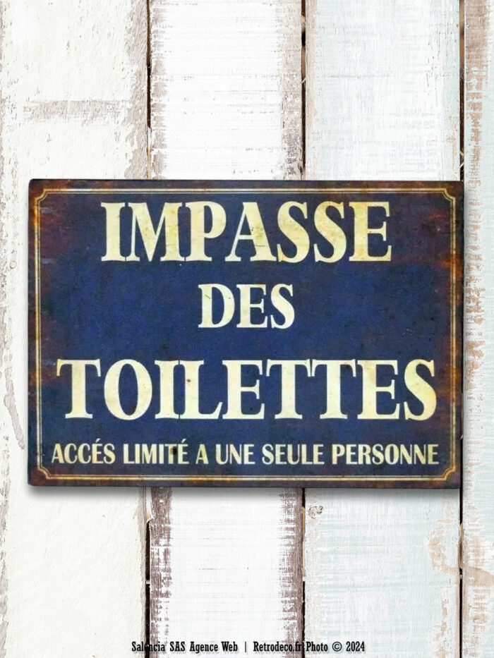 Plaque Impasse des Toilettes déco brocante Antic Line
