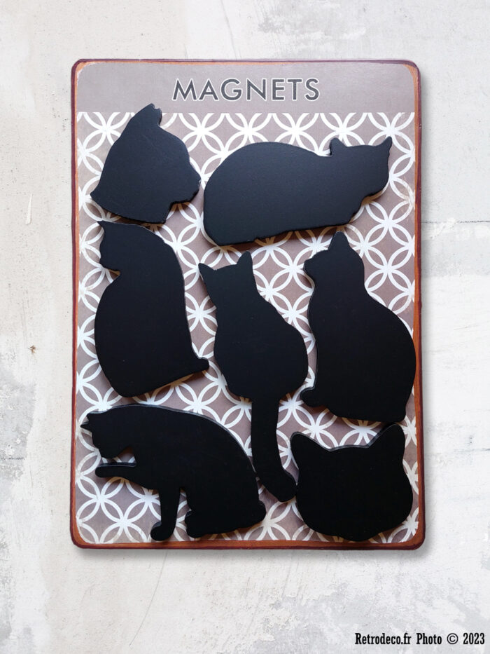 Plaque métal 8 magnets Chats déco animaux Lafinesse – Image 1