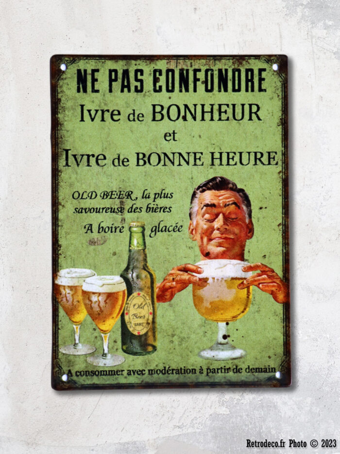 Plaque métal Ivre de bonne heure déco bistrot Antic Line