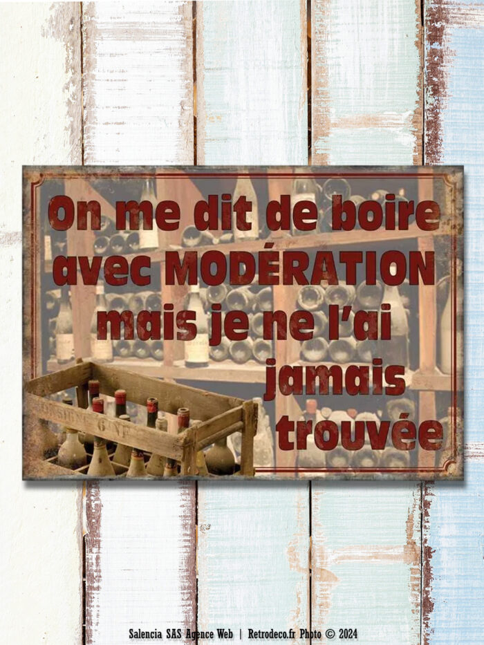 Plaque métal Modération déco bistro Antic Line