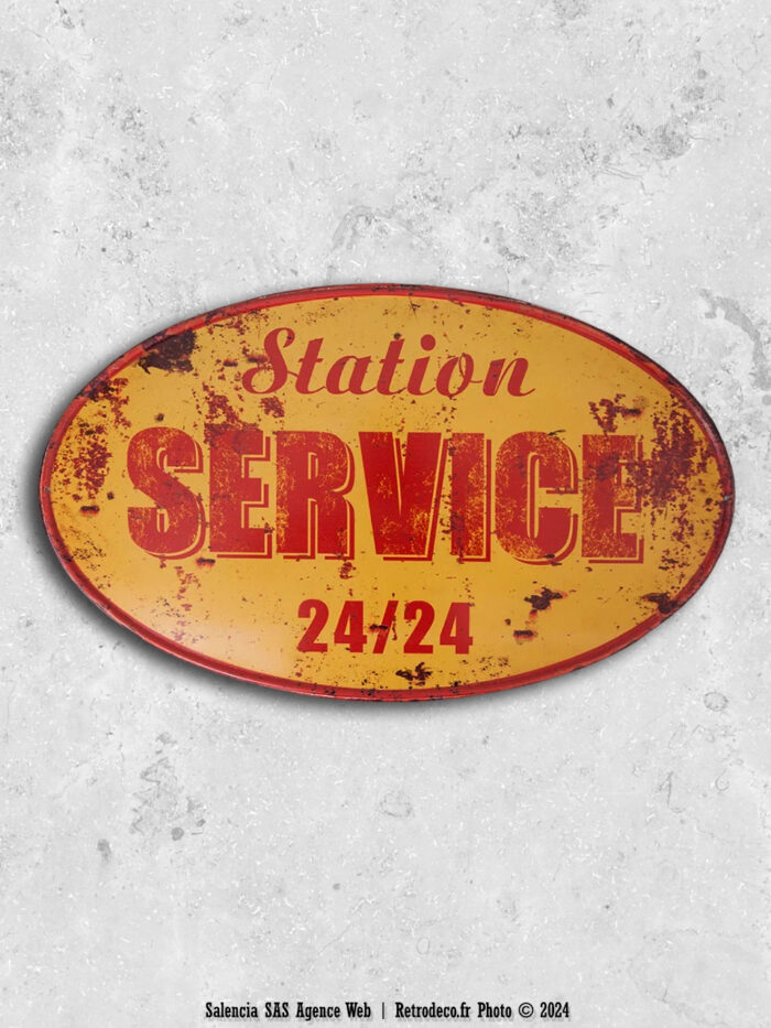 Plaque décorative ovale Station Service Antic Line