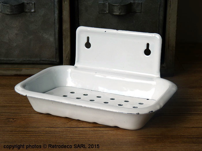 Ancien porte savon émaillé vintage déco salle de bain cuisine rustique