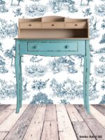 Pupitre Leiden en bois patiné vert-bleu déco brocante