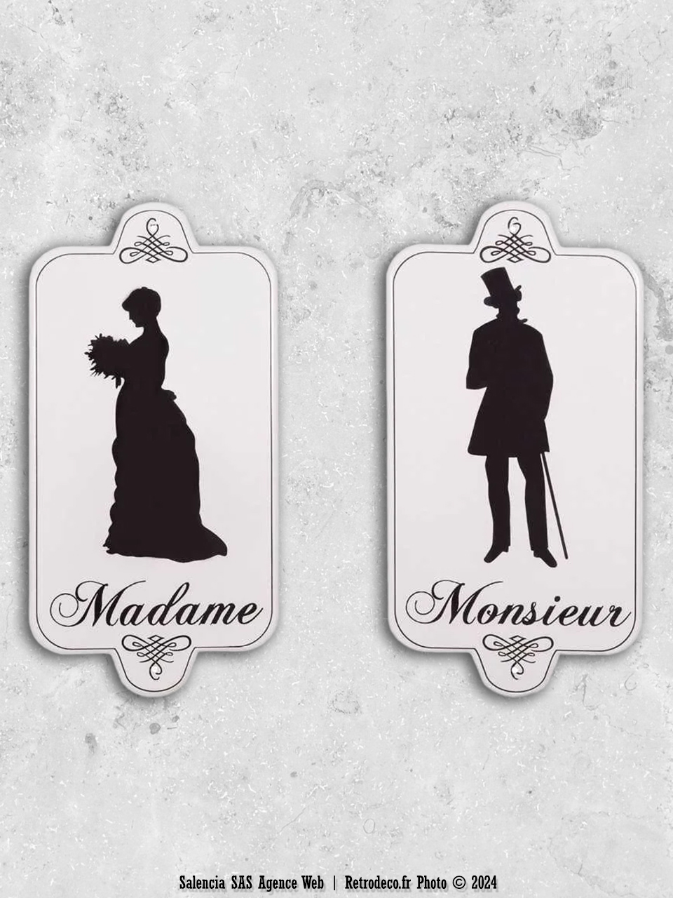 Plaque De Porte Toilettes LADIES - Métal Noir - 48x16cm - Décoration Vintage