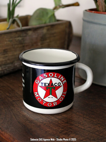 Tasse en métal émaillé Texaco Email Replica