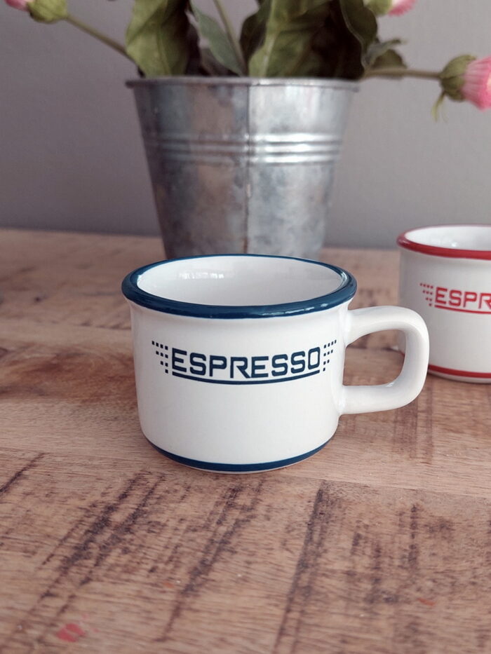 Tasse Expresso blanche et bleue déco bistrot Antic Line