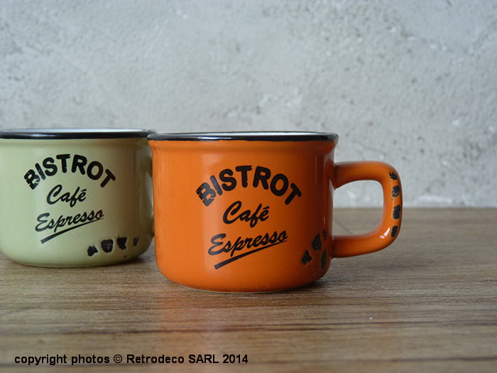 Tasse expresso Bistrot Café orange déco vintage Antic Line – Image 1