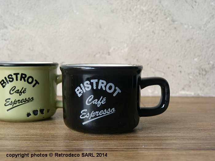 Tasse expresso Bistrot Café noire déco vintage Antic Line – Image 1