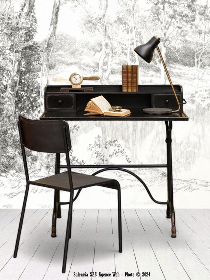 Bureau Henri métal noir antique Chehoma