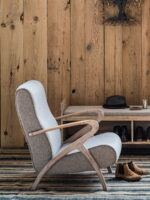 Fauteuil Mozet chêne tissu taupe – Image 2