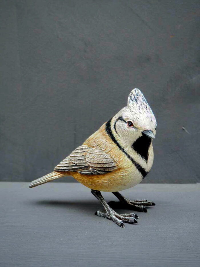 Mésange huppée résine déco campagne Chehoma