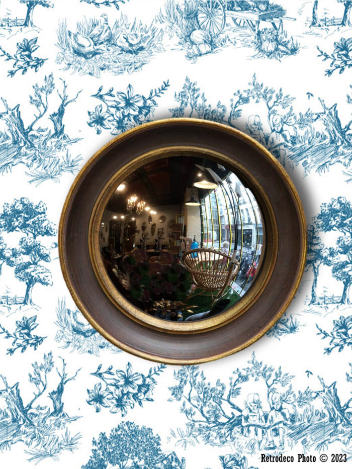 Miroir convexe double bord déco brocante Chehoma
