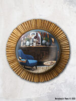 Miroir convexe doré bords lignés Sanctus 25cm Chehoma