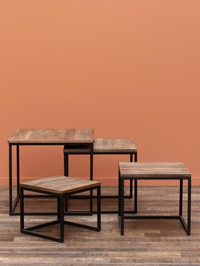 Set 4 tables gigognes teck Wicket – Image 4