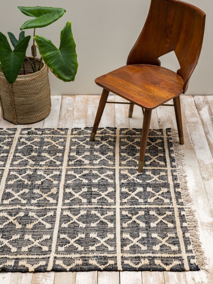 Tapis coton et jute Quadrillage Chehoma 120x180 – Image 1
