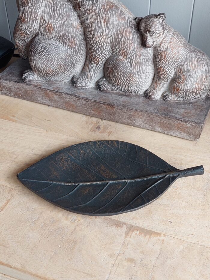 Vide-poches feuille patine cuivrée déco brocante Chehoma – Image 3