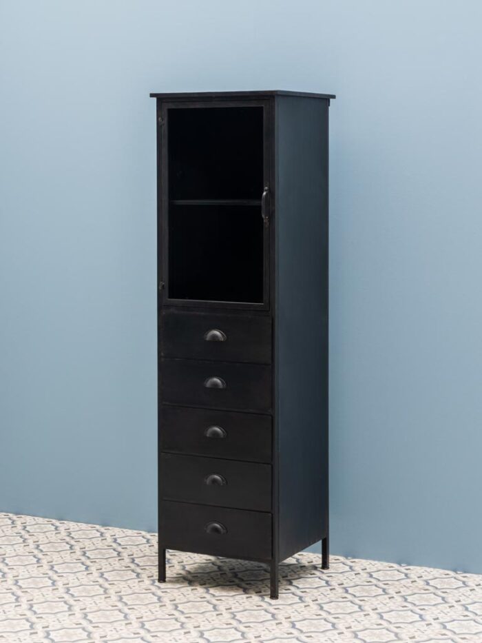 Vitrine Stenton métal noir 5 tiroirs déco atelier Chehoma – Image 1