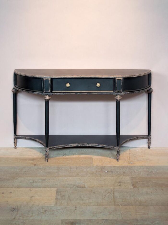 Console 2 niveaux Edouard métal noir patiné déco brocante