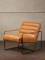 Fauteuil Makine cuir cognac Chehoma