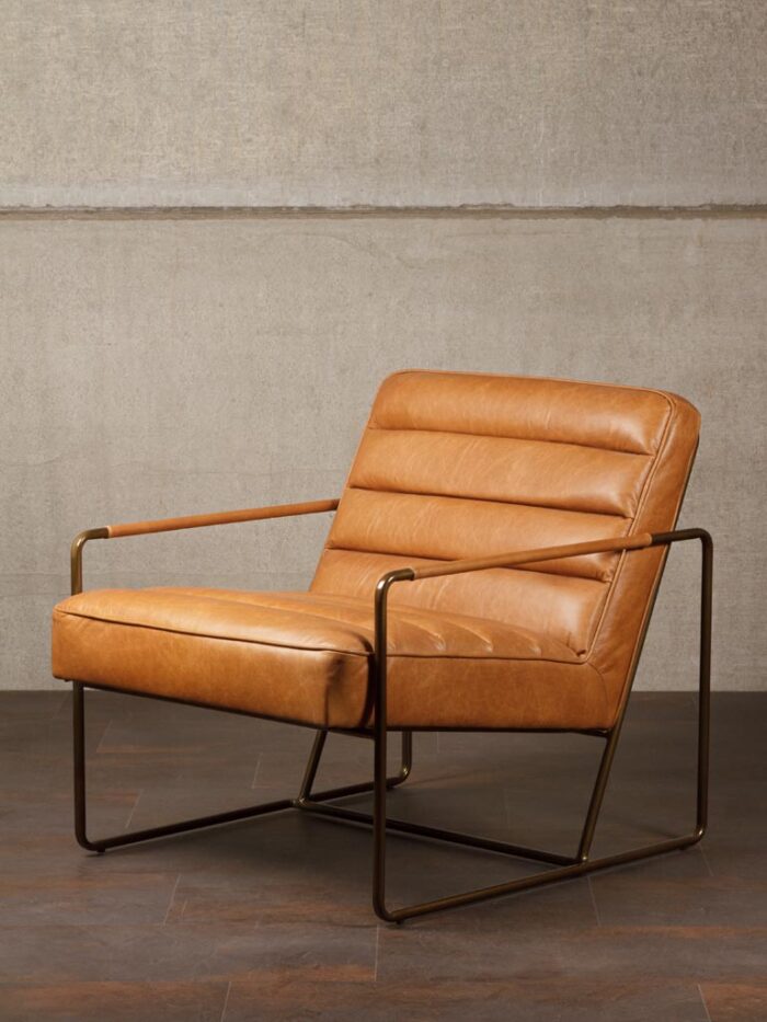 Fauteuil Makine cuir cognac Chehoma