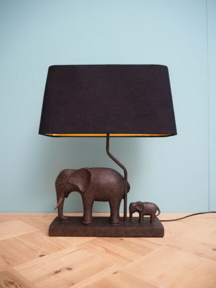 Lampe Eléphants et son petit en résine Chehoma