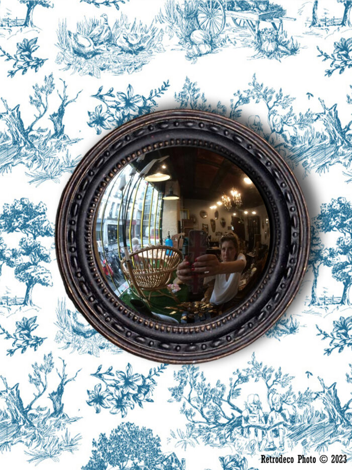 Miroir de sorcière 13 cm noir et or Chehoma