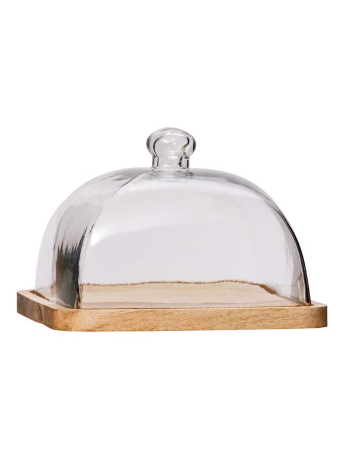 Cloche sur plateau carré en bois – Image 2