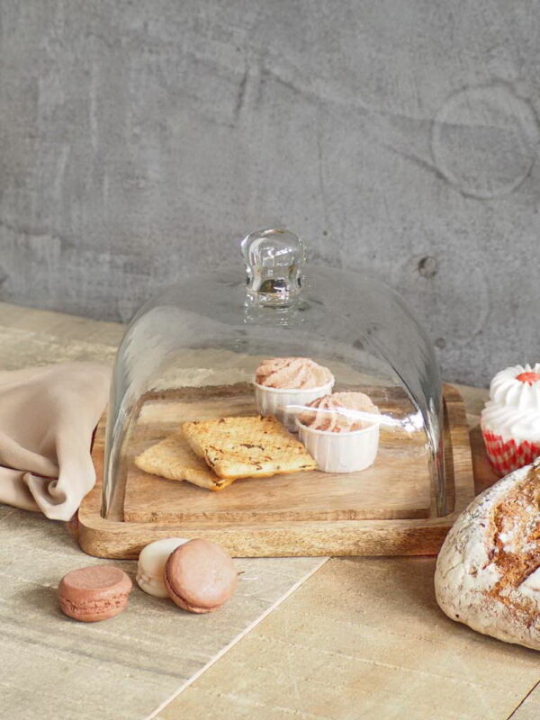 Plateau Ovale Avec Cloche En Verre Chehoma 18x18x31cm Transparent - Neuf