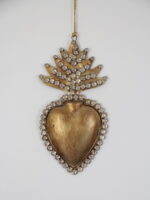 Suspension ex-voto Coeur or antique et diamants Chehoma