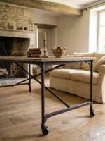 Table tapissier orme et métal 183 cm – Image 2